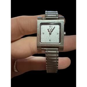McDonalds Stylish Silver-Tone Square Dial Quartz Wristwatch Expansion
